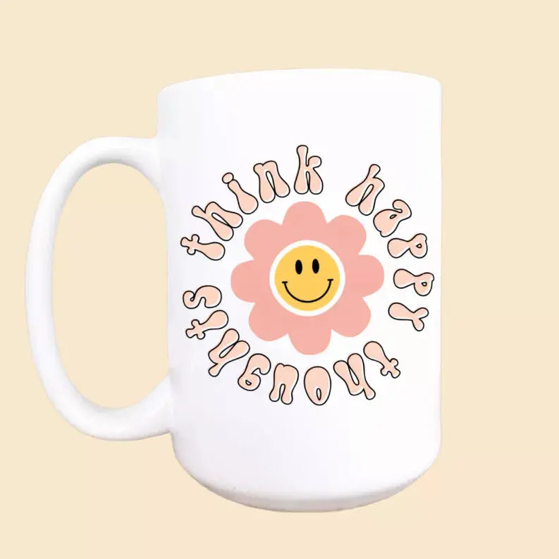 Think Happy Thoughts Ceramic Coffee Mug Mug & Mini