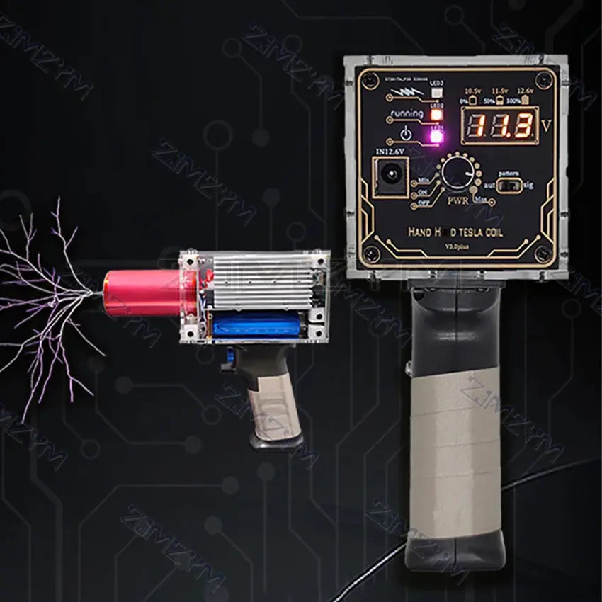Third Generation Plus 80W 6A Tesla-Coil Gun Portable Handheld Tesla-Coil High Voltage Generator Artificial Lightning Tesla-Coil GreatEagleInc