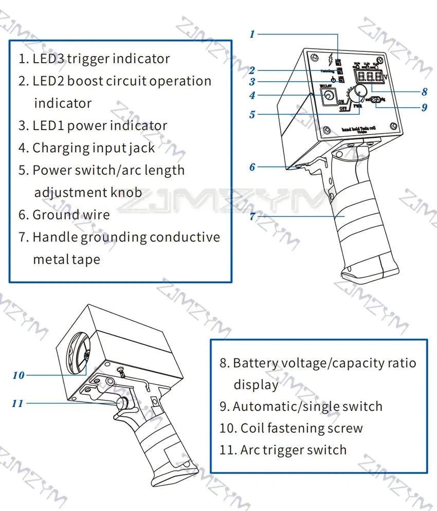 Third Generation Plus 80W 6A Tesla-Coil Gun Portable Handheld Tesla-Coil High Voltage Generator Artificial Lightning Tesla-Coil GreatEagleInc