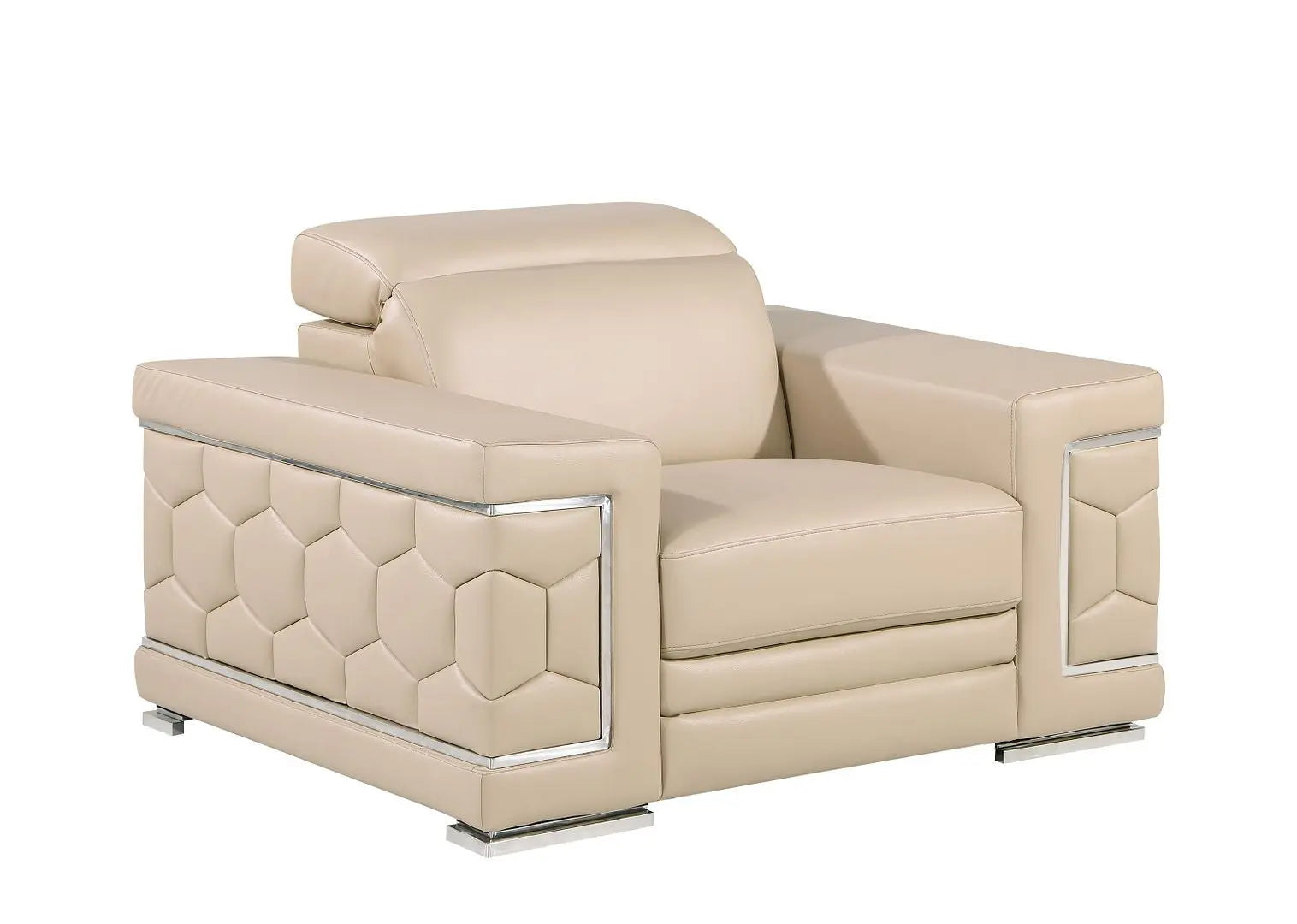 Three Piece Beige Genuine Leather Six Person Seating Set Homeroots Living Room