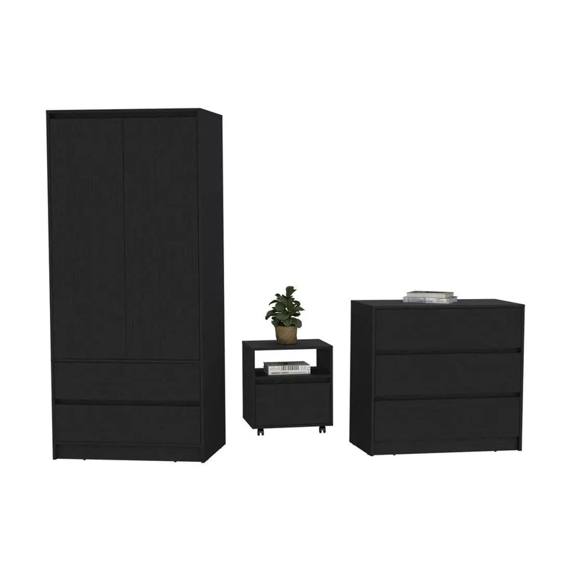 Three Piece Black Bedroom Set Homeroots Bed & Bath