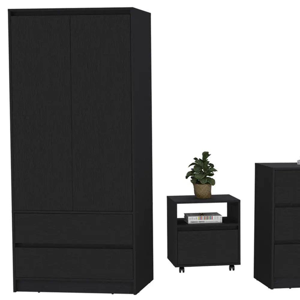 Three Piece Black Bedroom Set Homeroots Bed & Bath