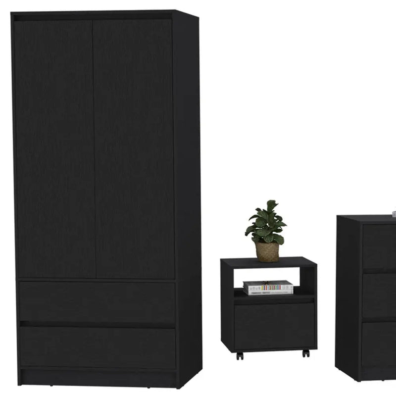 Three Piece Black Bedroom Set Homeroots Bed & Bath