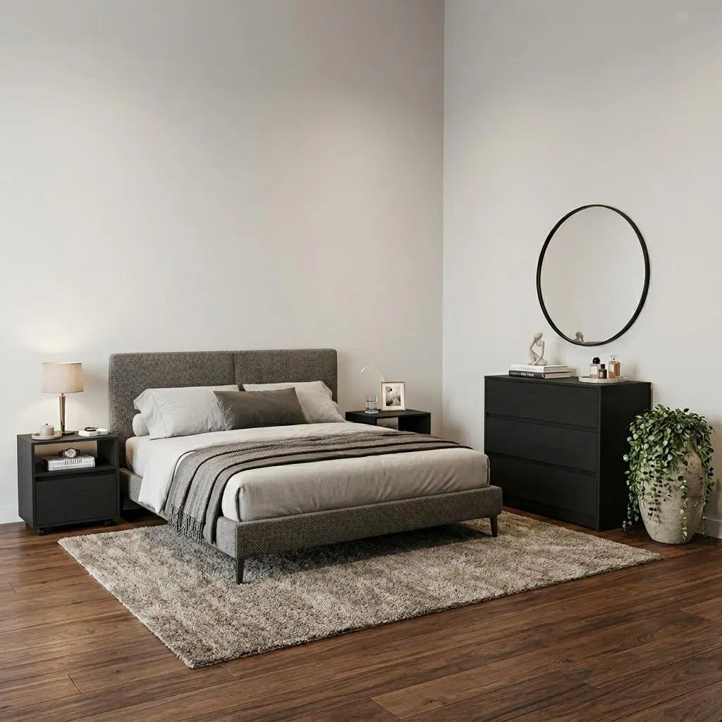 Three Piece Black Bedroom Set Homeroots Bed & Bath