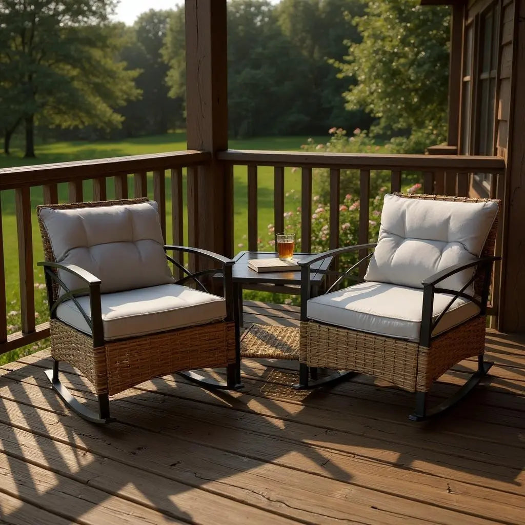 Three Piece Black Natural and Gray Rattan Two Person Seating Group With Table Homeroots Outdoor