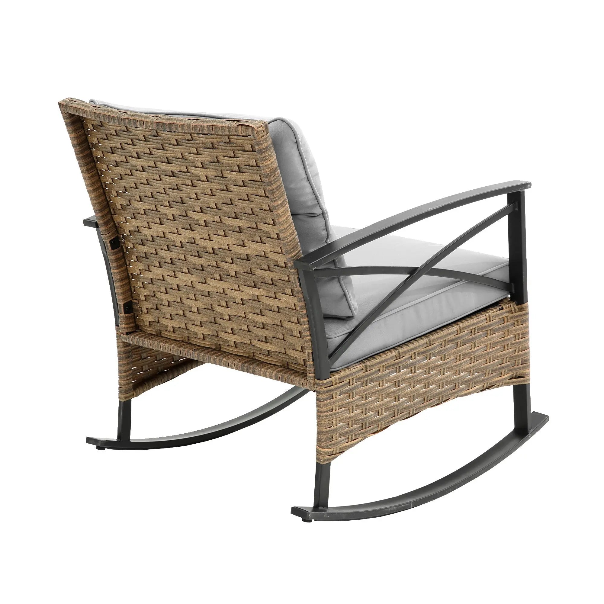 Three Piece Black Natural and Gray Rattan Two Person Seating Group With Table Homeroots Outdoor