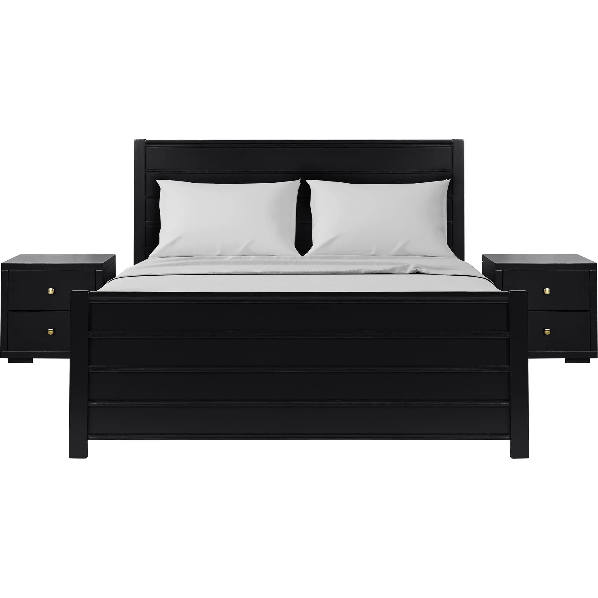 Three Piece Black Solid Wood Bedroom Set Homeroots Bed & Bath