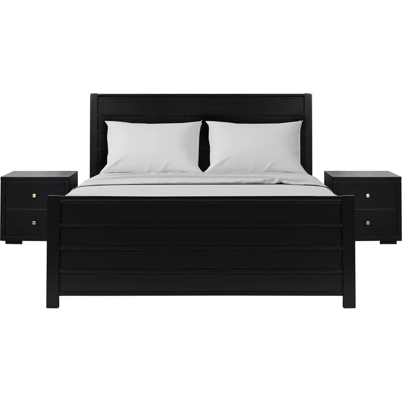 Three Piece Black Solid Wood Bedroom Set Homeroots Bed & Bath