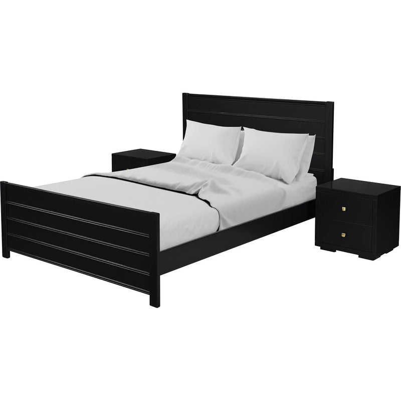 Three Piece Black Solid Wood Bedroom Set Homeroots Bed & Bath