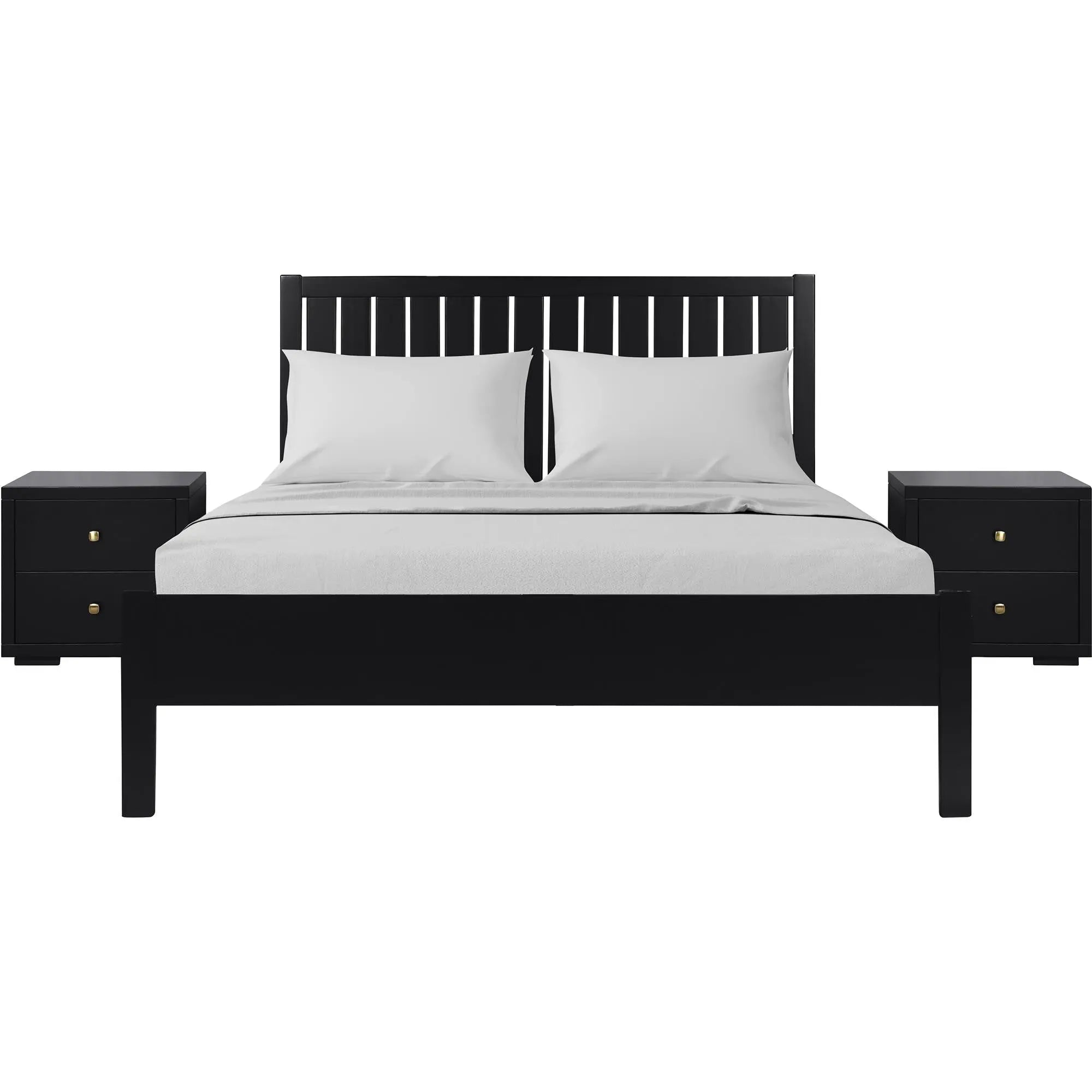 Three Piece Black Solid Wood Bedroom Set Homeroots Bed & Bath