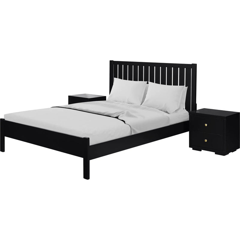 Three Piece Black Solid Wood Bedroom Set Homeroots Bed & Bath