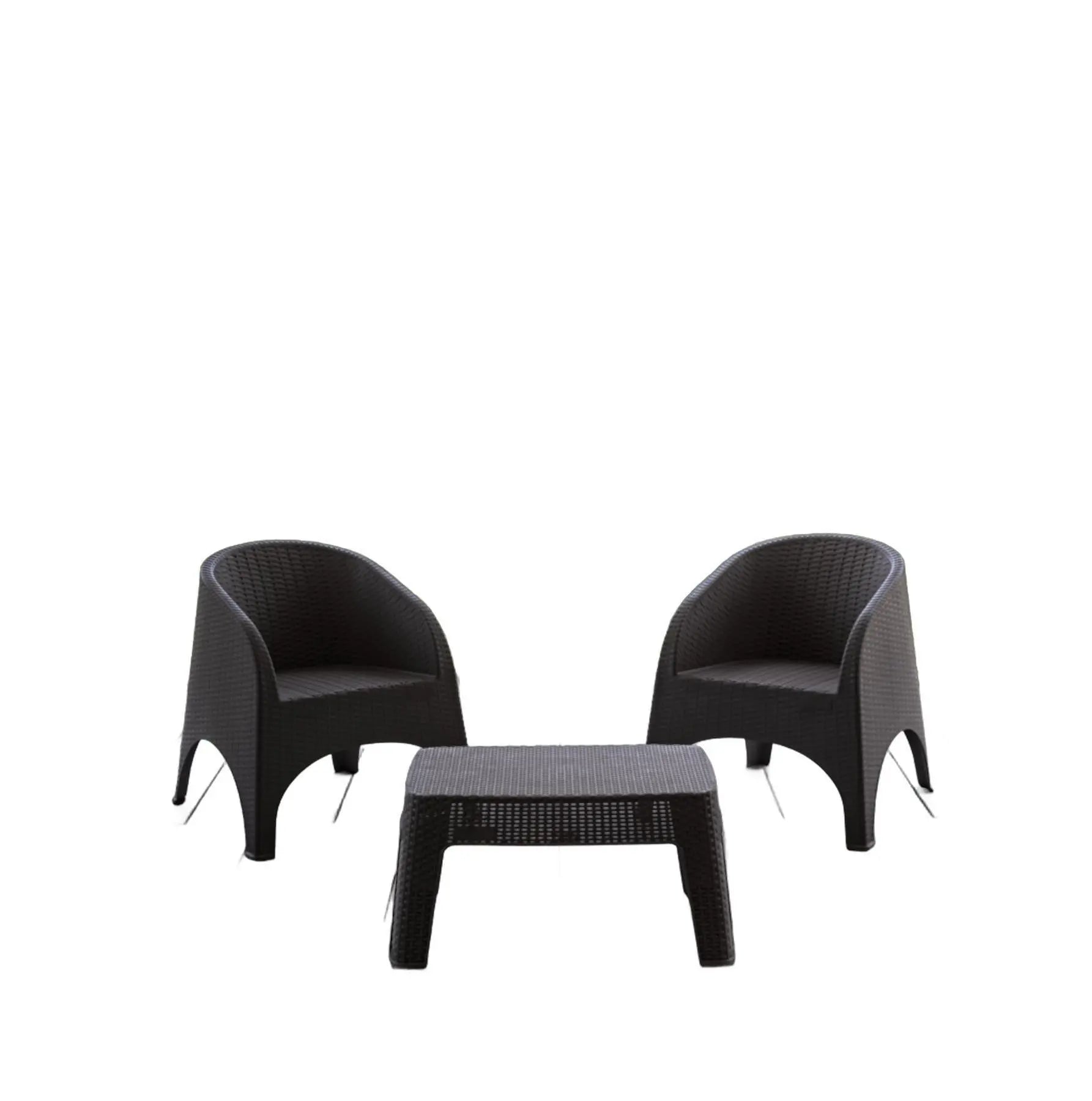 Three Piece Espresso Plastic Two Person Seating Group With Table Homeroots Outdoor