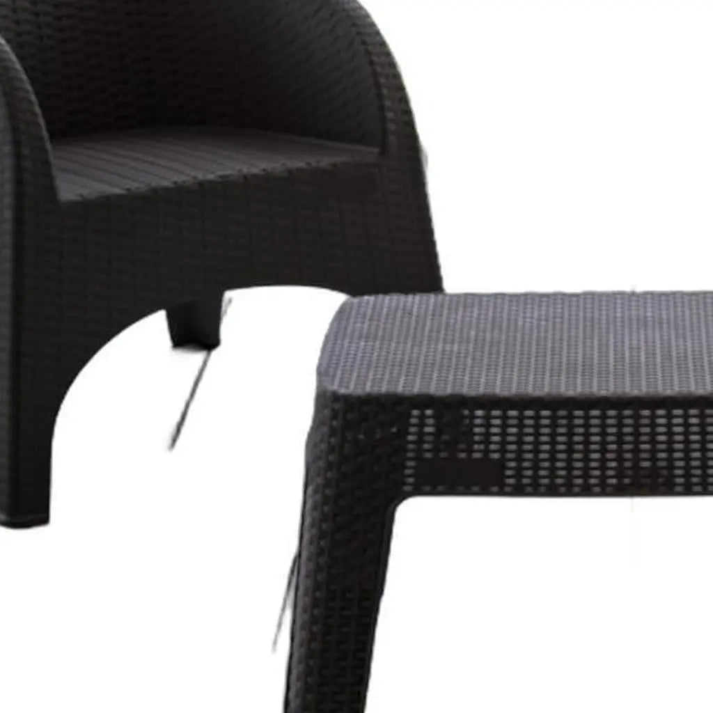 Three Piece Espresso Plastic Two Person Seating Group With Table Homeroots Outdoor