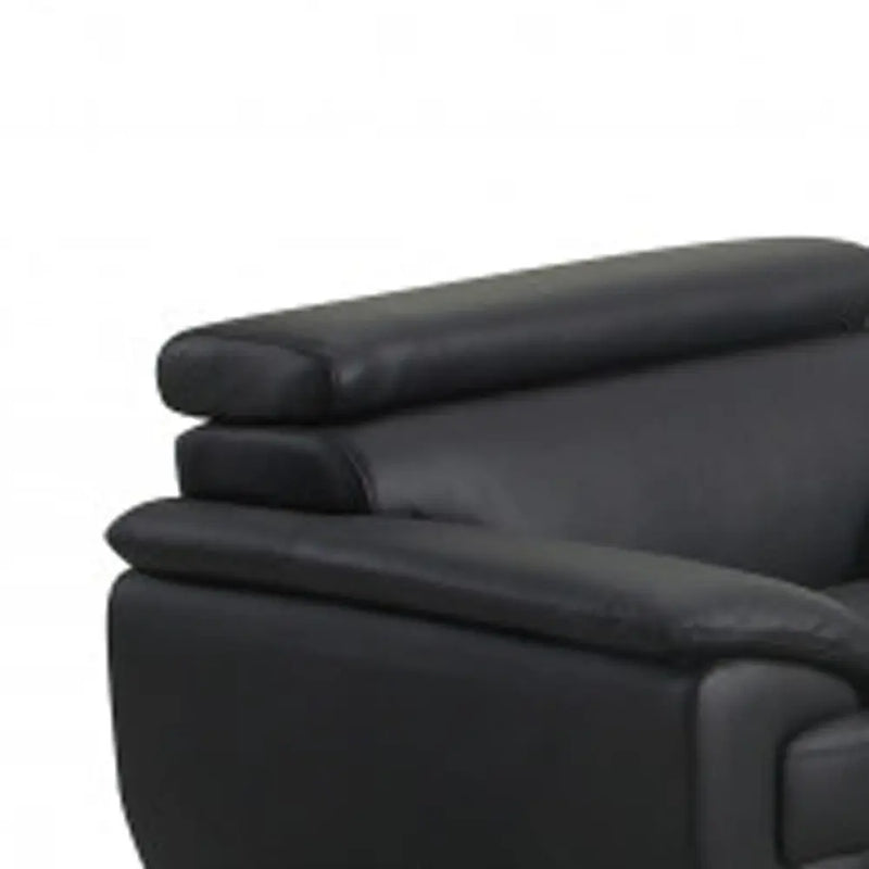 Three Piece Indoor Black Genuine Leather Six Person Seating Set Homeroots Living Room