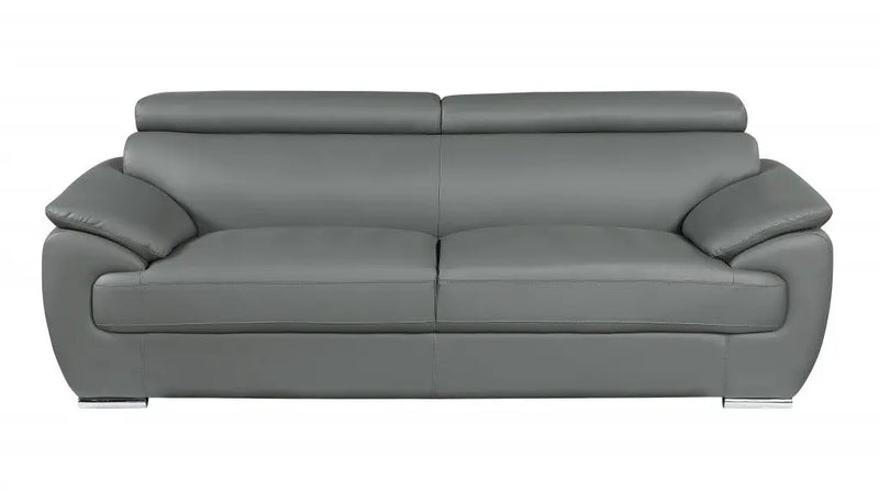 Three Piece Indoor Gray Genuine Leather Six Person Seating Set Homeroots Living Room