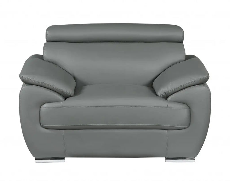 Three Piece Indoor Gray Genuine Leather Six Person Seating Set Homeroots Living Room