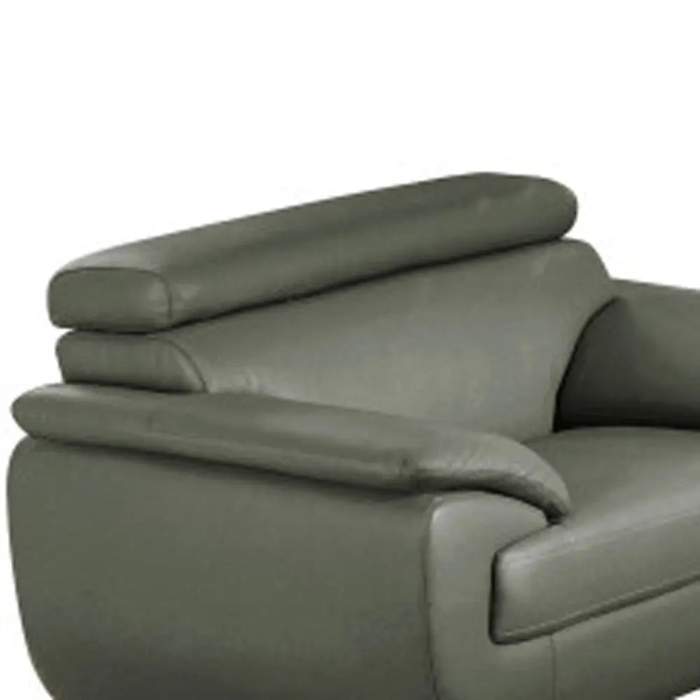 Three Piece Indoor Gray Genuine Leather Six Person Seating Set Homeroots Living Room