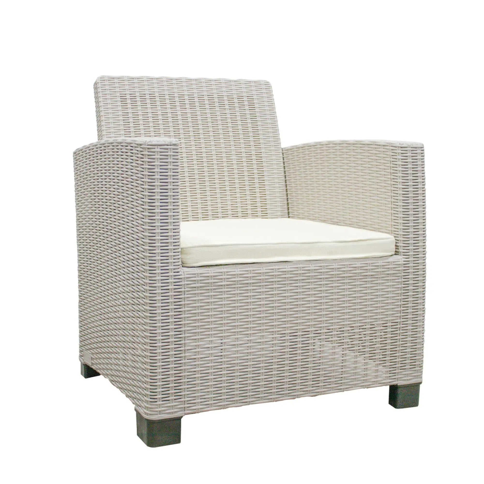 Three Piece Taupe and Beige Plastic Upholstered Cushions Two Person Seating Group With Table Homeroots Outdoor