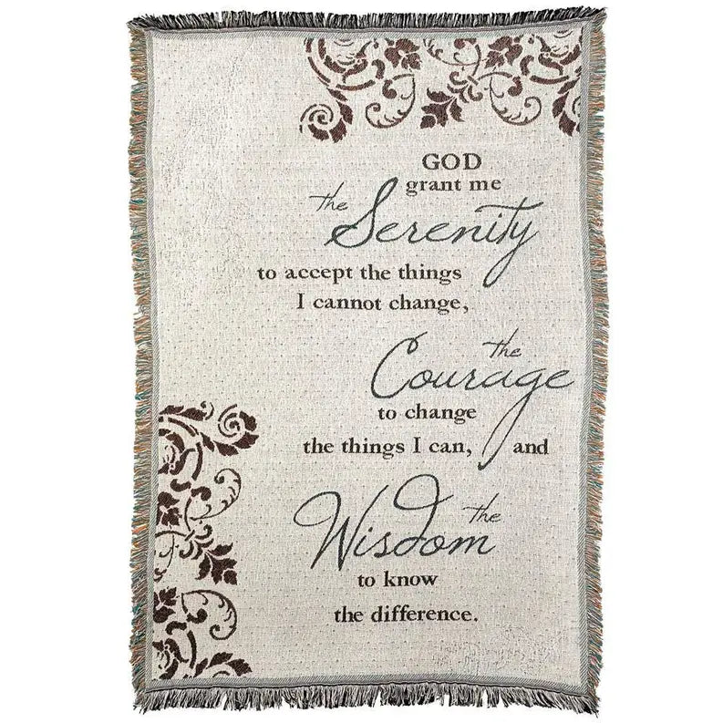 Throw Serenity Prayer Brn/Nat Cotton Dicksons Inc