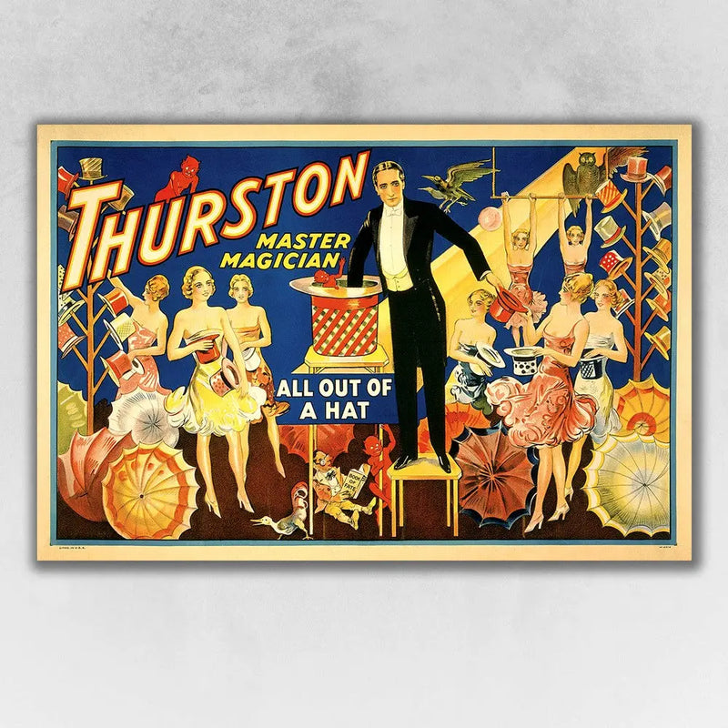 Thurston Out Of A Hat Vintage Magic Unframed Print Wall Art - GreatEagleInc