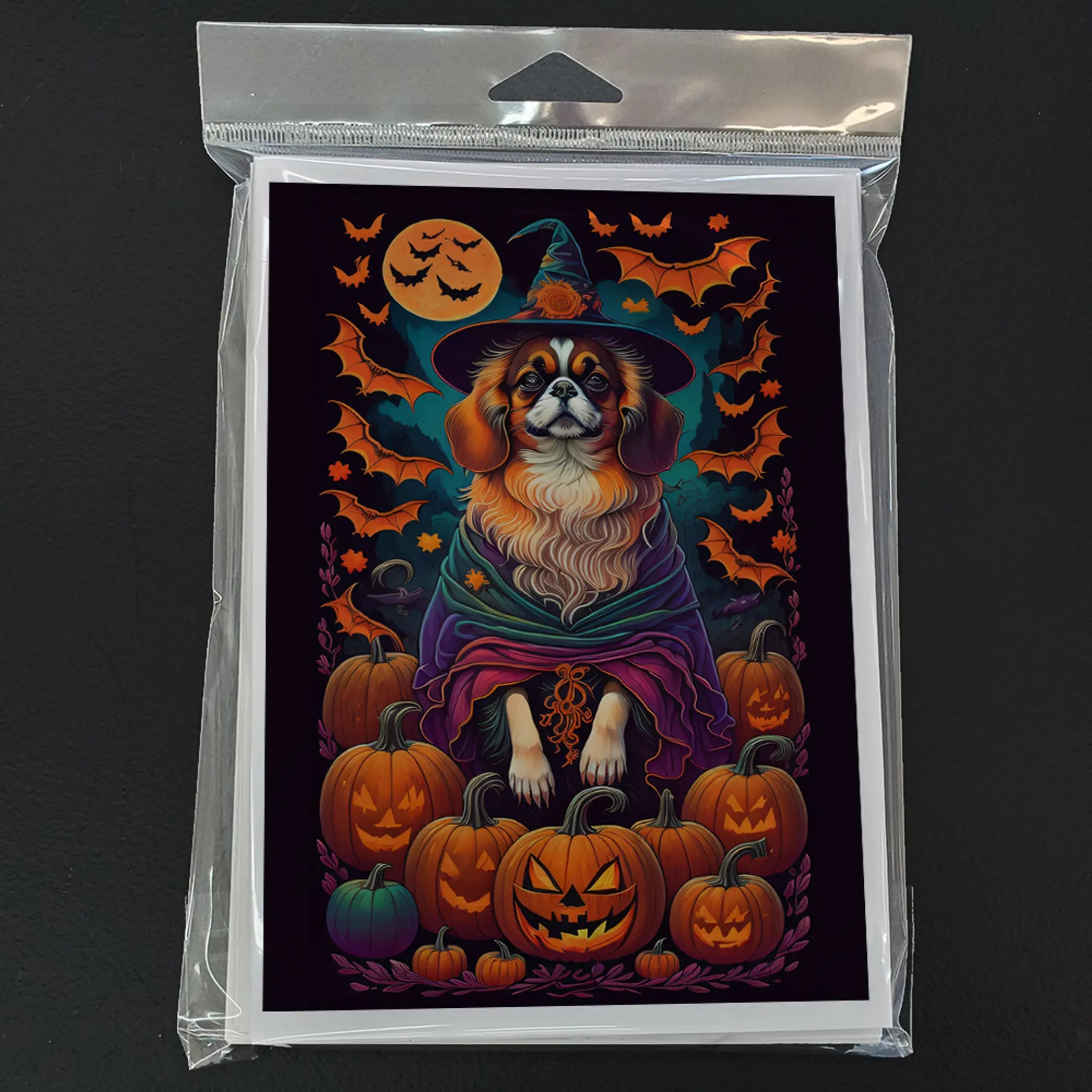 Tibetan Spaniel Witchy Halloween Greeting Cards Pack of 8 Caroline's Treasures
