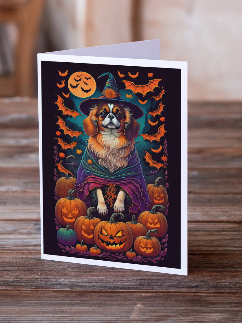 Tibetan Spaniel Witchy Halloween Greeting Cards Pack of 8 Caroline's Treasures