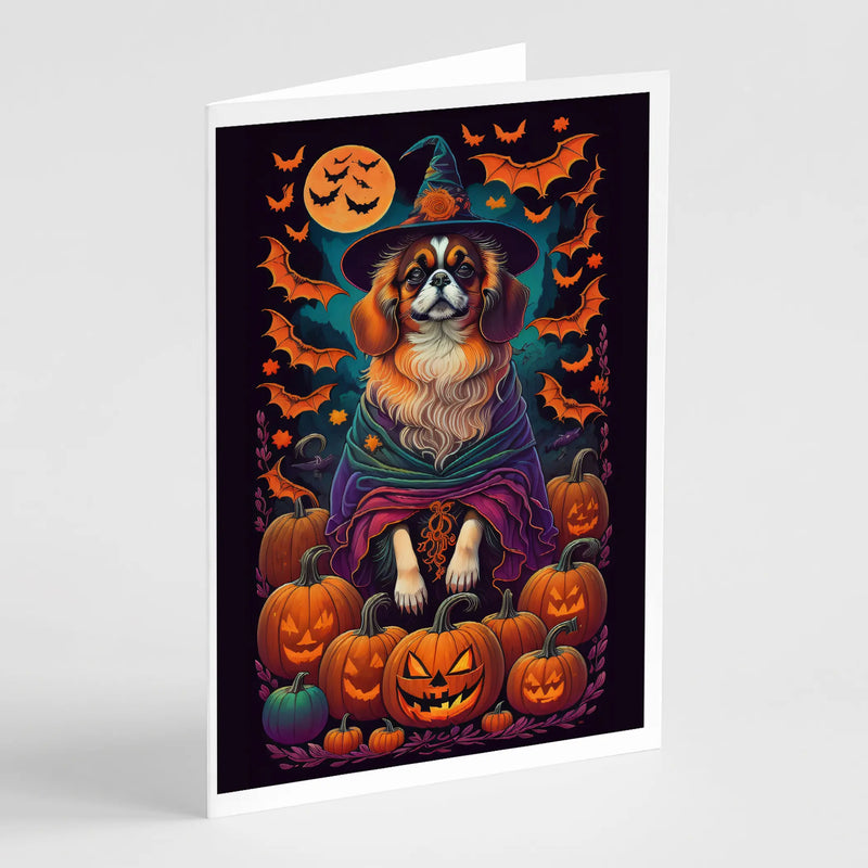 Tibetan Spaniel Witchy Halloween Greeting Cards Pack of 8 Caroline's Treasures