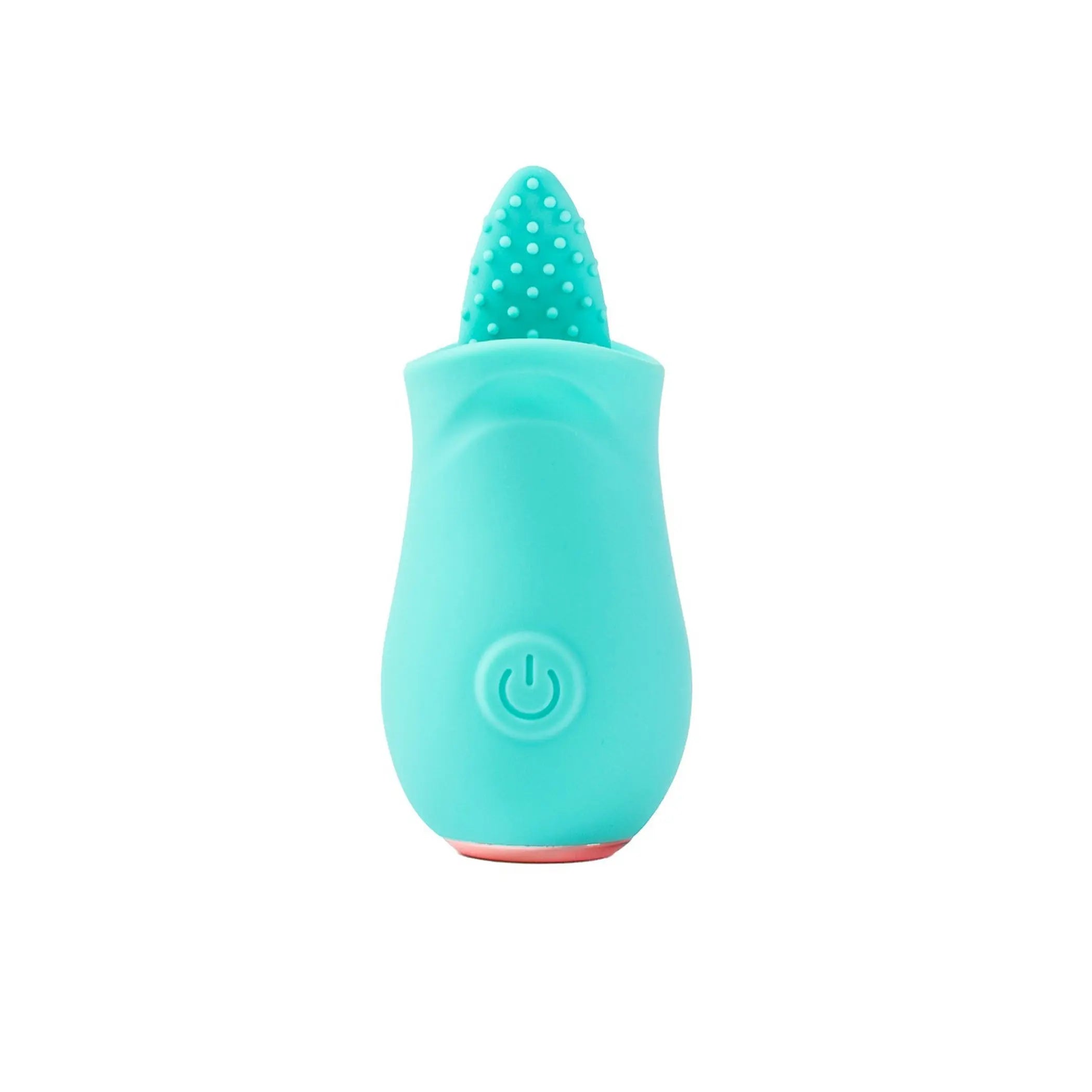 Aqua silicone vibrating massager with textured tip and ergonomic design for enhanced pleasure.
