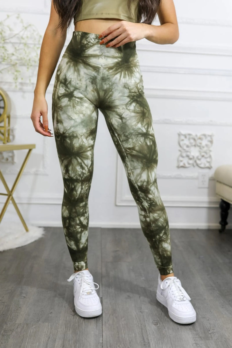Tie Dye Wide Waistband High Quality Cotton Leggings SurelyMine
