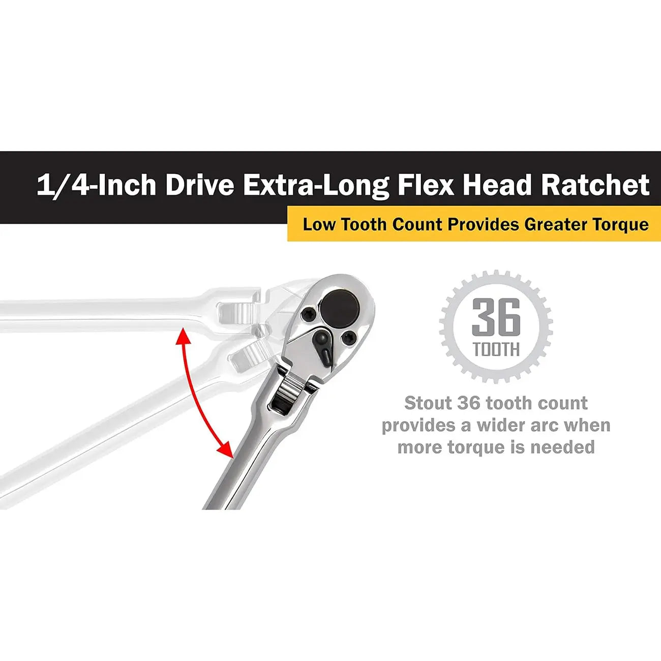 Titan 1/4" Drive X 12" Extra-long Flex Head Ratchet TITAN