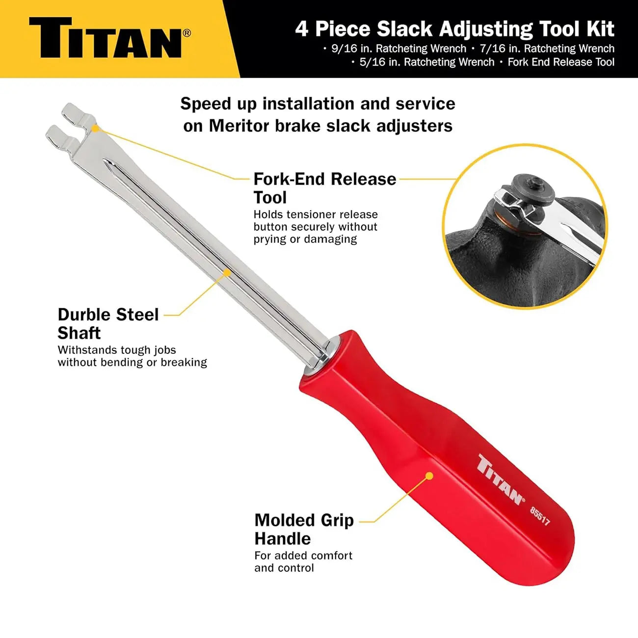 Titan 4 Pc Brake Slack Adjusting Tool Set TITAN