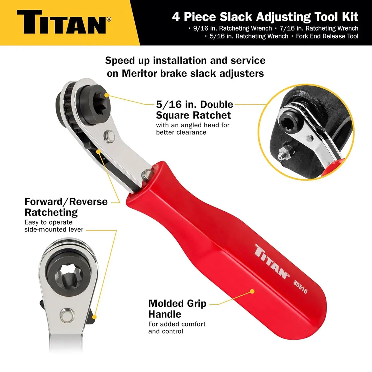 Titan 4 Pc Brake Slack Adjusting Tool Set TITAN