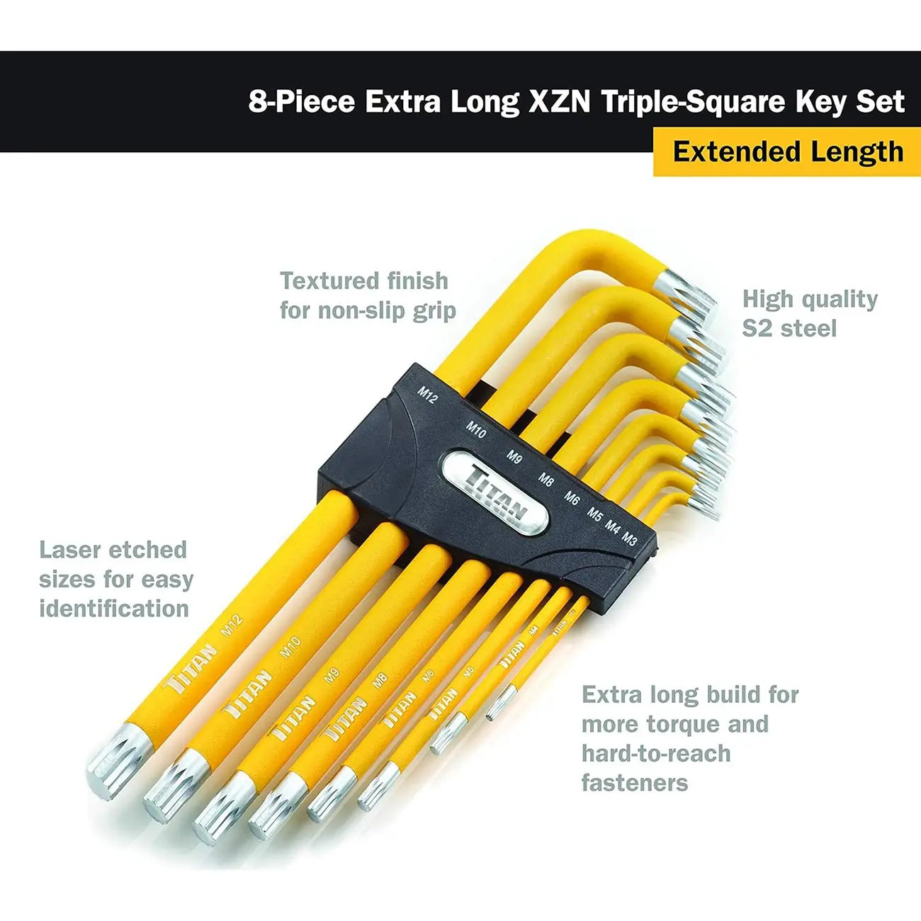 Titan Extra-long Triple-square Key Set (8 Piece Set) TITAN