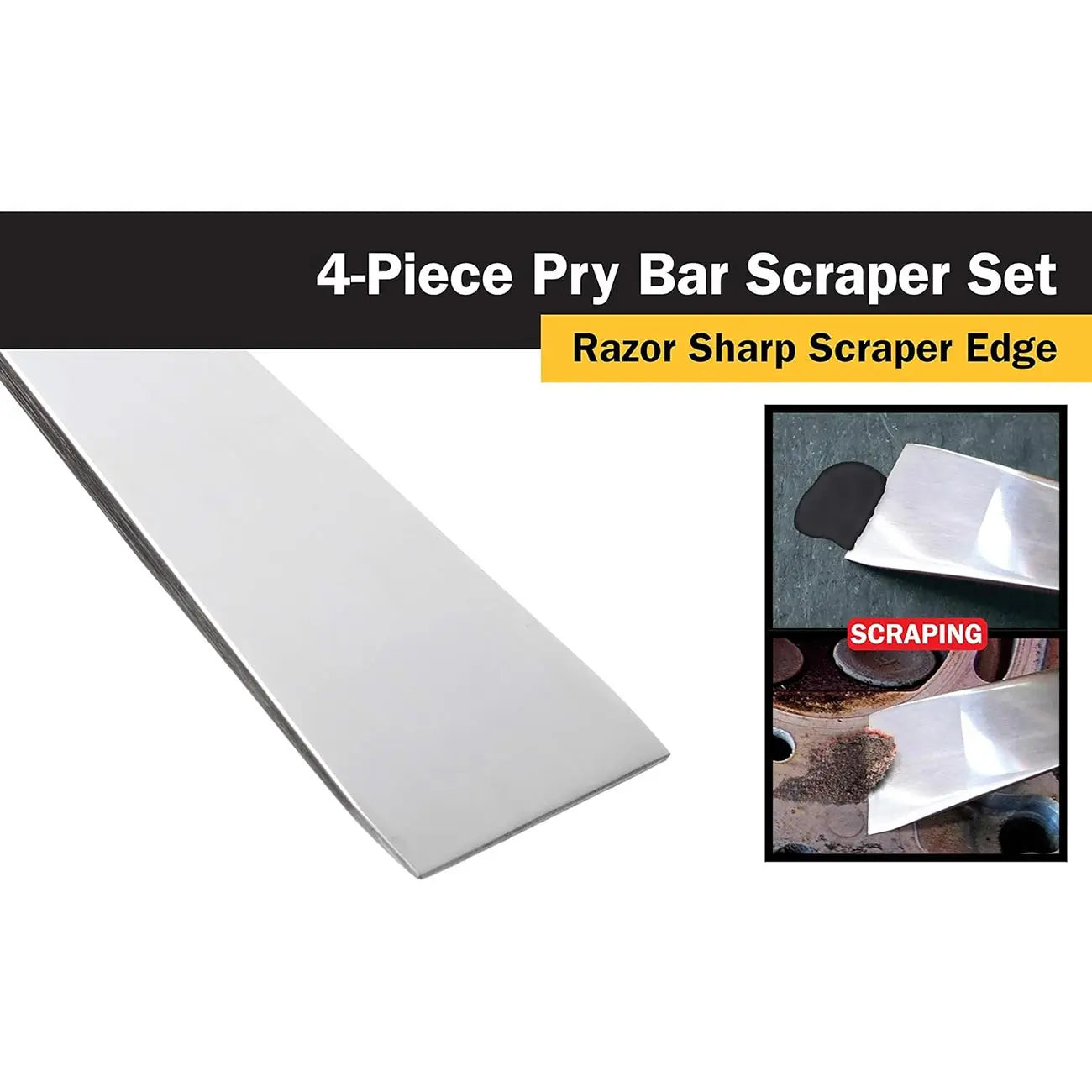 Titan Stainless Steel Pry Bar Scraper Set (4 Piece Set) TITAN
