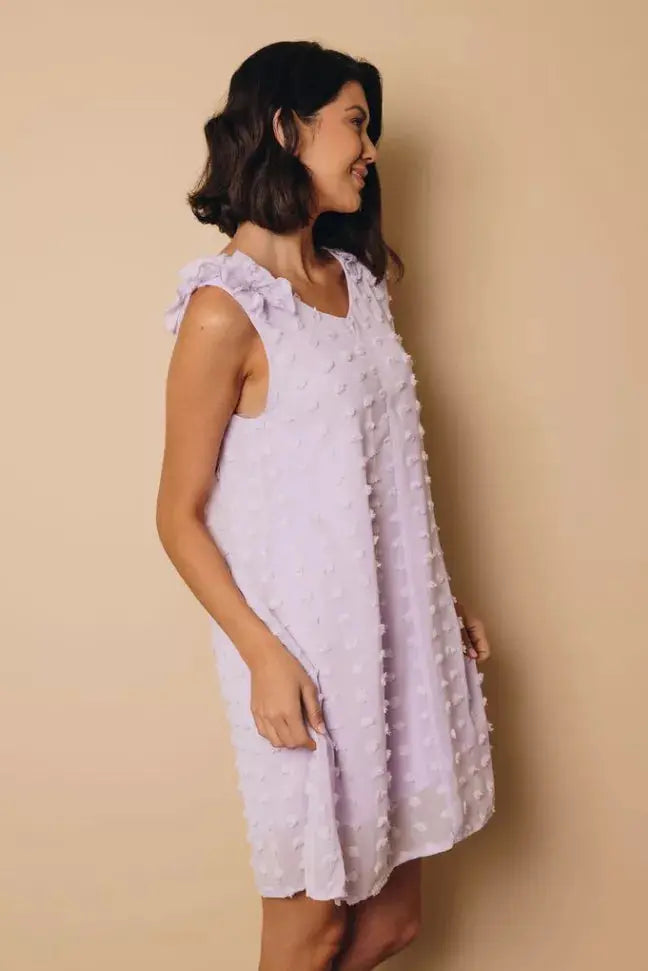 Titan Swis Dot Ruffle Dress Stay Warm in Style