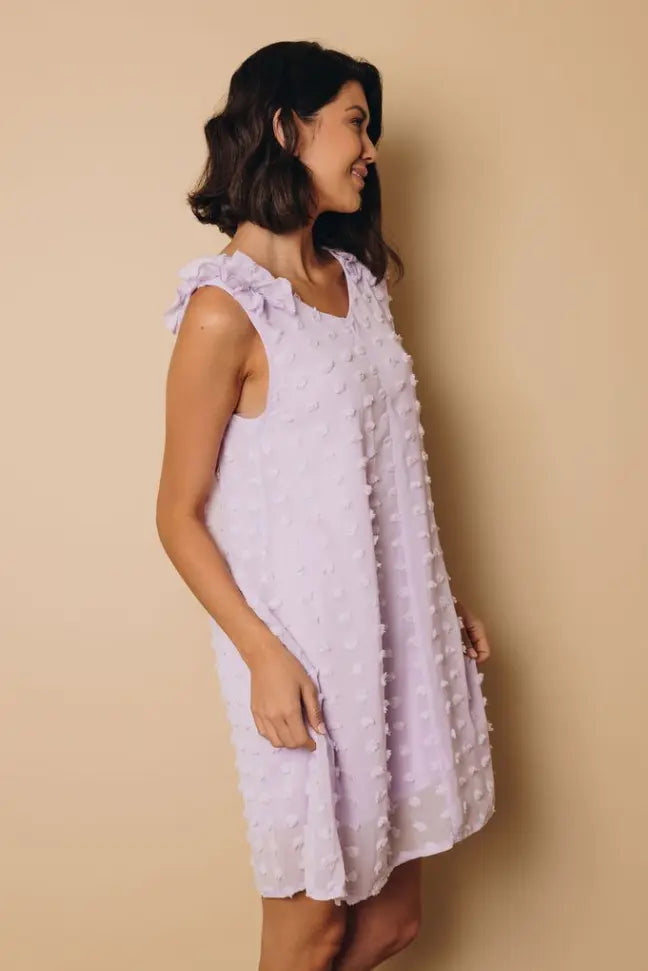 Titan Swis Dot Ruffle Dress Stay Warm in Style