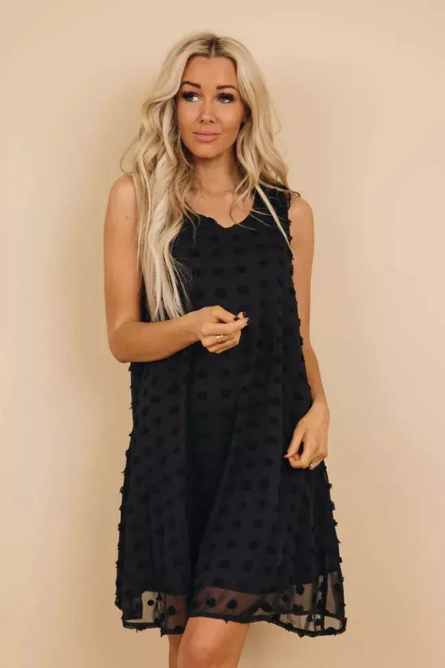 Titan Swis Dot Ruffle Dress Stay Warm in Style