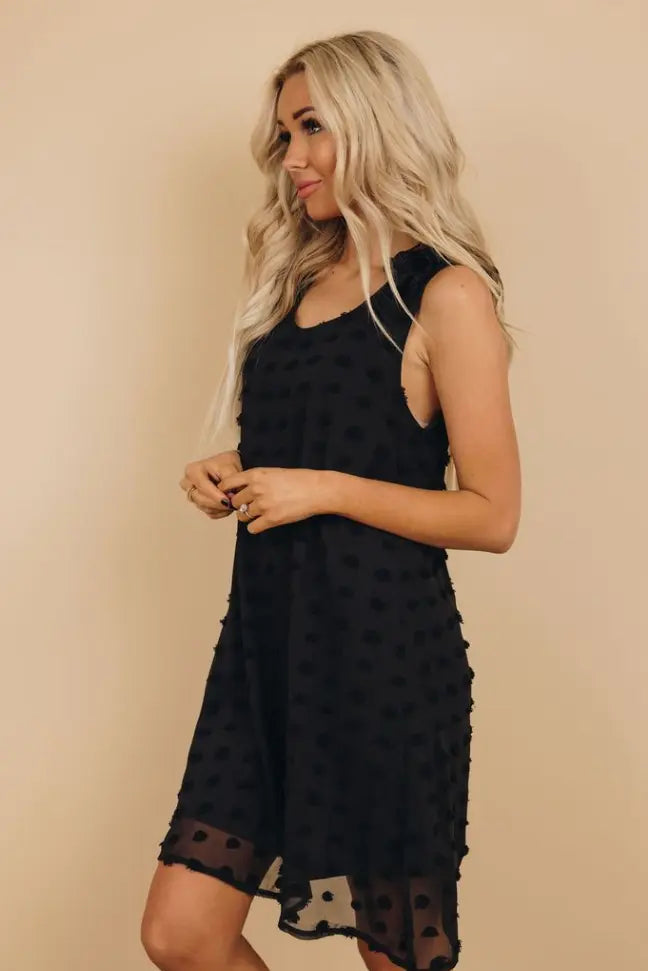 Titan Swis Dot Ruffle Dress Stay Warm in Style