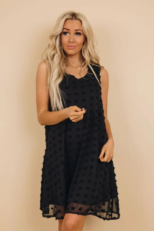 Titan Swis Dot Ruffle Dress Stay Warm in Style