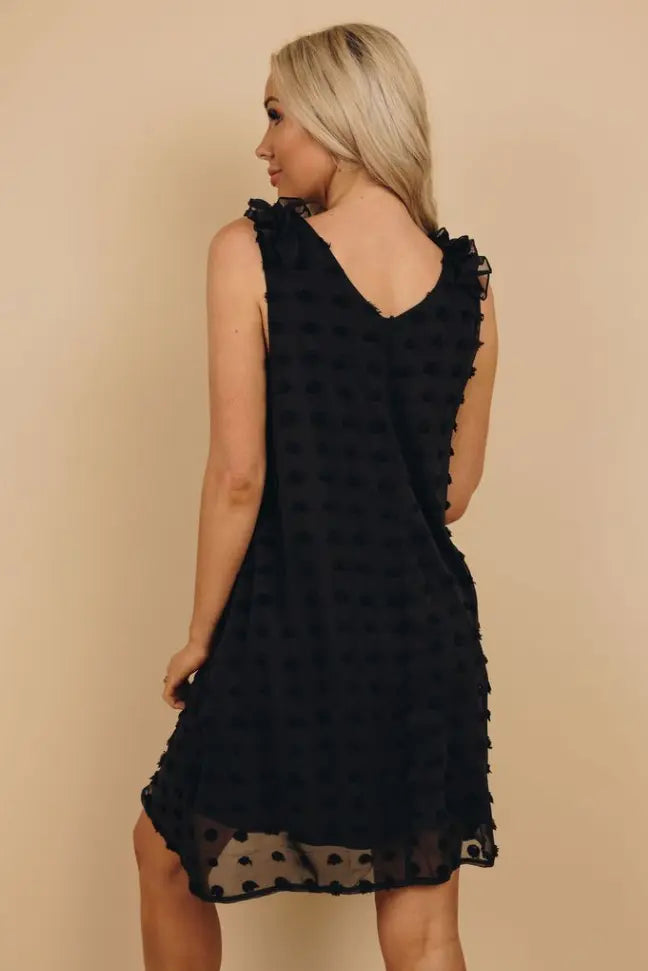 Titan Swis Dot Ruffle Dress Stay Warm in Style