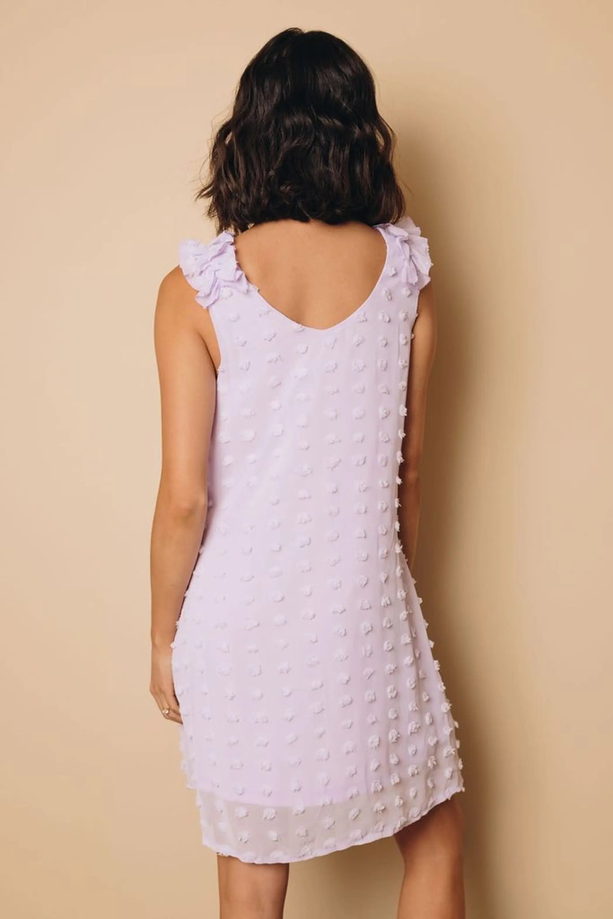 Titan Swis Dot Ruffle Dress Stay Warm in Style