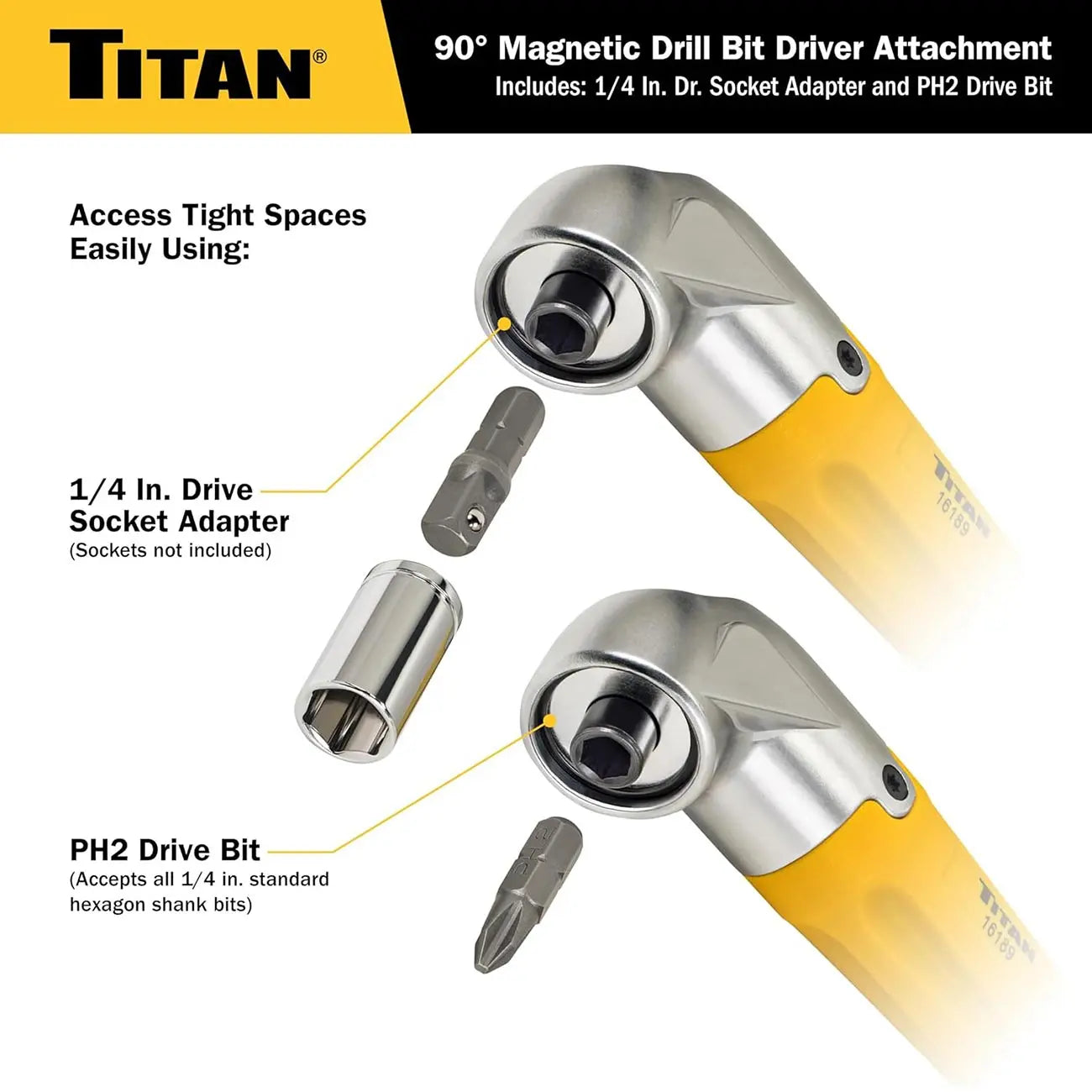 Titan Tools 90 Degree Magnetic Right Angle Drill Attachment TITAN