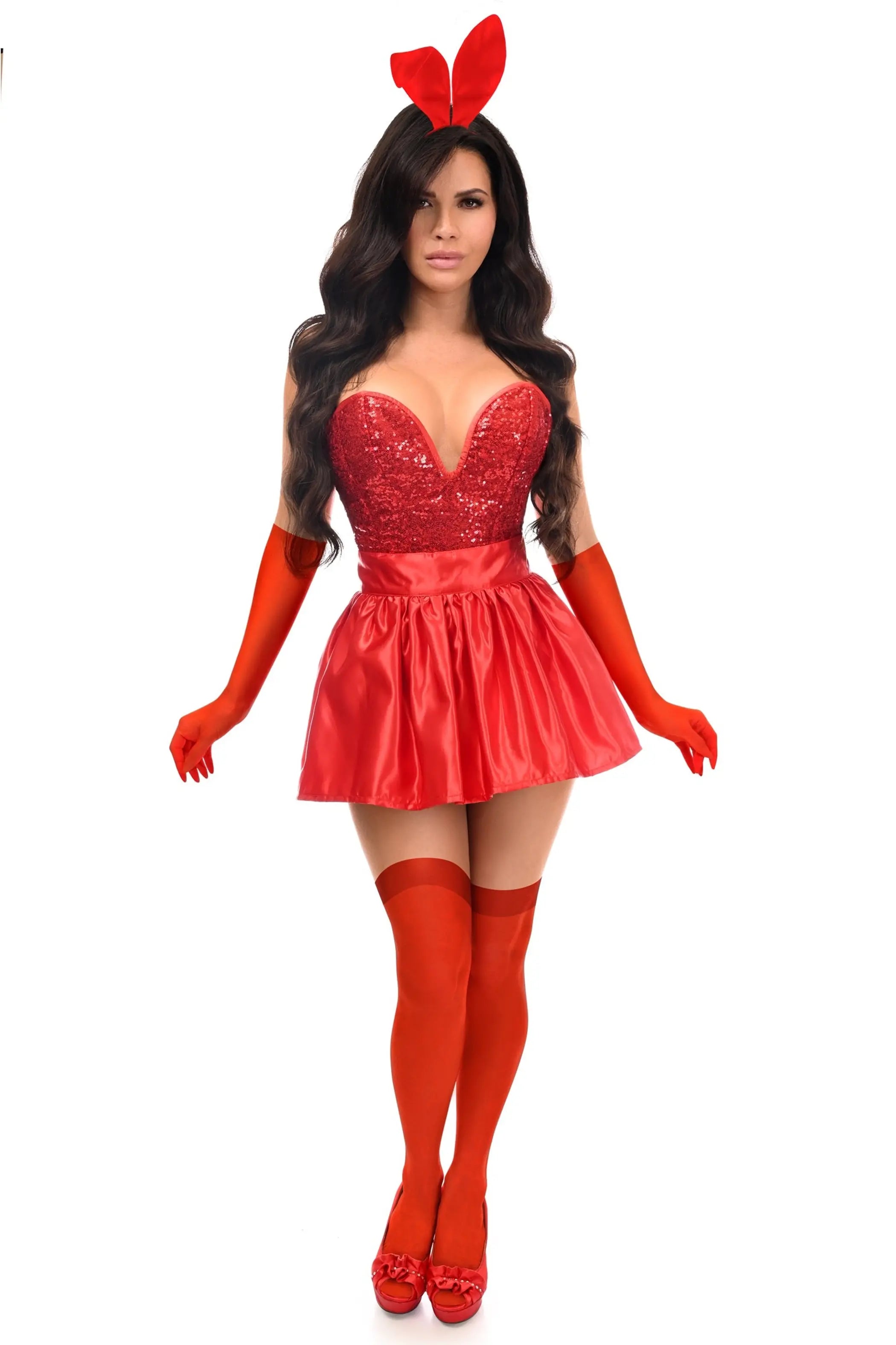 Top Drawer 5 PC Premium Red Bunny Corset Costume Daisy Corsets