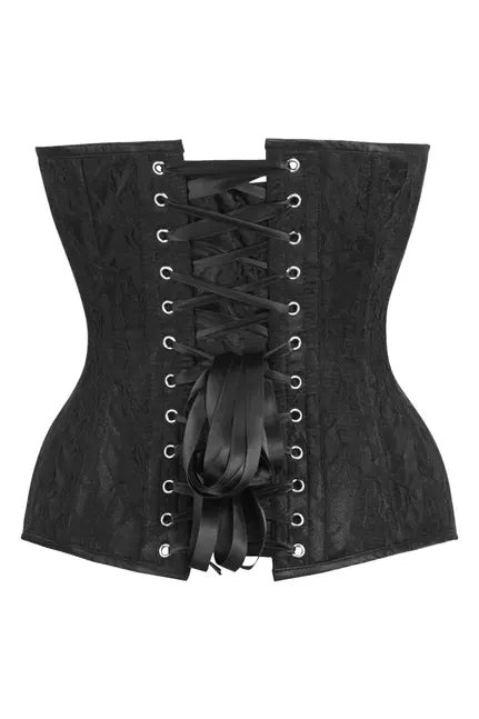 Top Drawer Black Satin w/Black Lace Overlay Steel Boned Overbust Corset Daisy Corsets