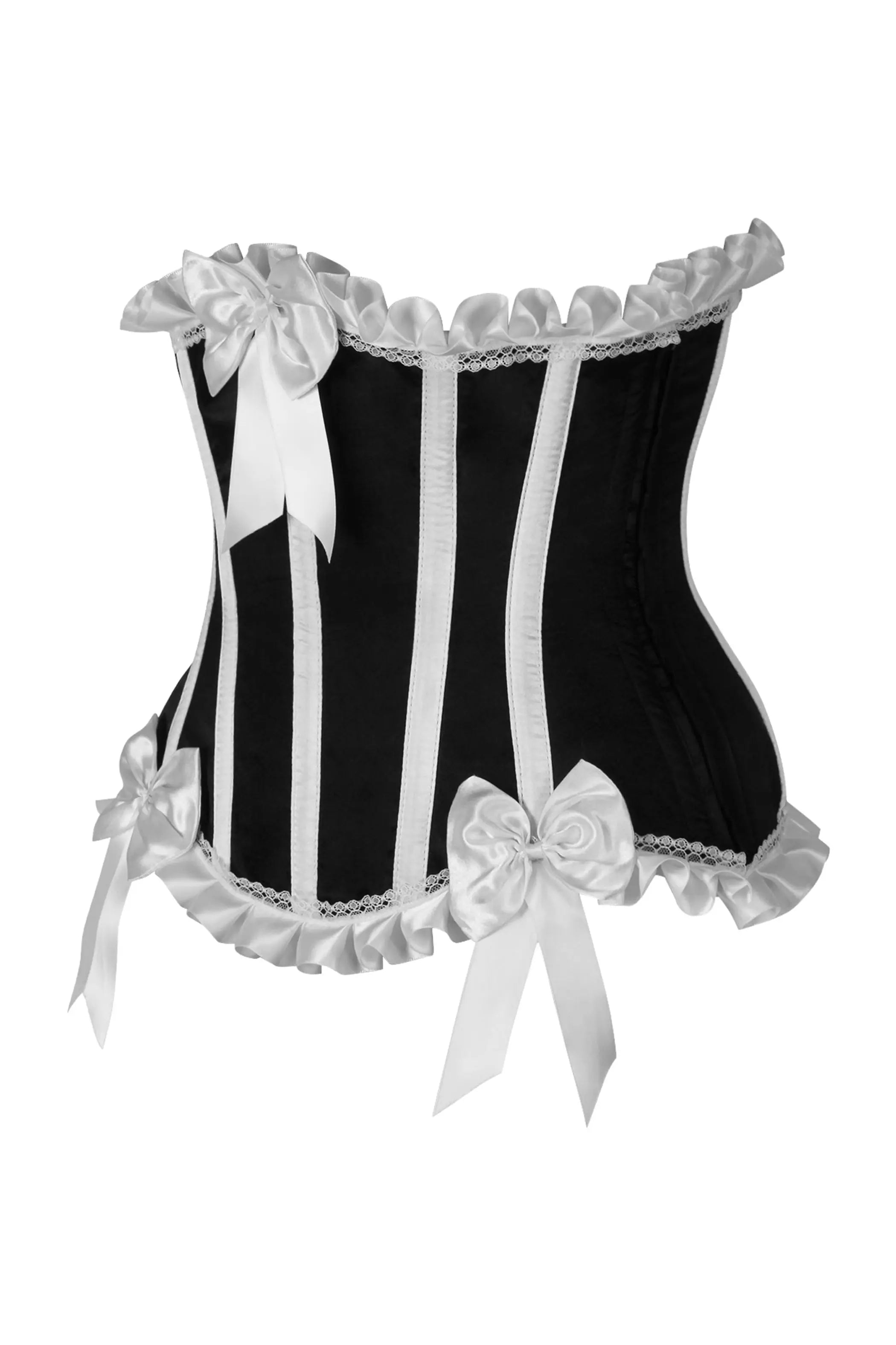 Top Drawer Black/White Steel Boned Burlesque Underbust Corset Waist Cincher Daisy Corsets