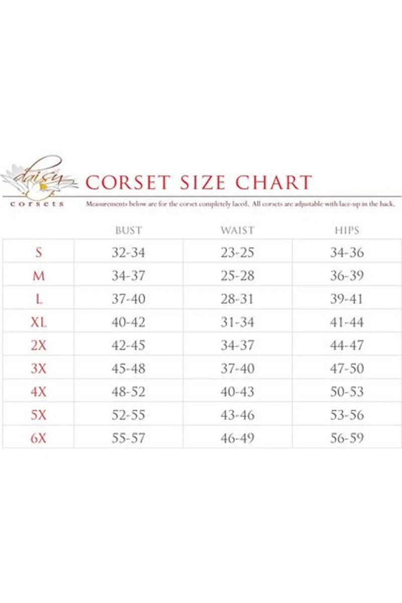 Top Drawer Black/White Steel Boned Burlesque Underbust Corset Waist Cincher Daisy Corsets