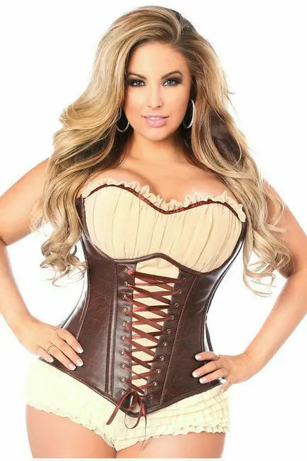 Top Drawer Faux Leather Steel Boned Ren Faire Corset Daisy Corsets