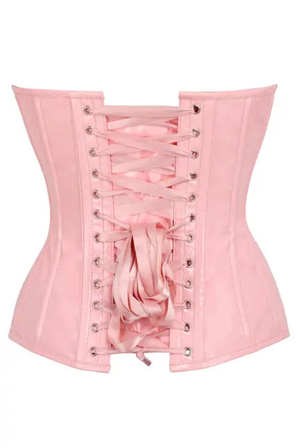 Top Drawer Lt Pink Patent Leather Steel Boned Overbust Corset Daisy Corsets