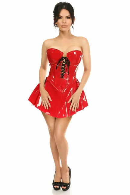 Top Drawer Patent Steel Boned Corseted Dress Daisy Corsets