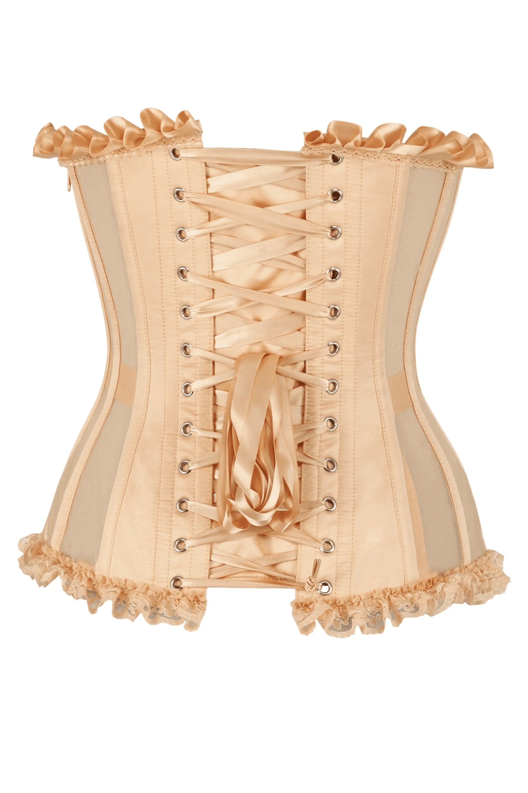 Top Drawer Steel Boned Nude Mesh Underwire Bustier Corset Daisy Corsets